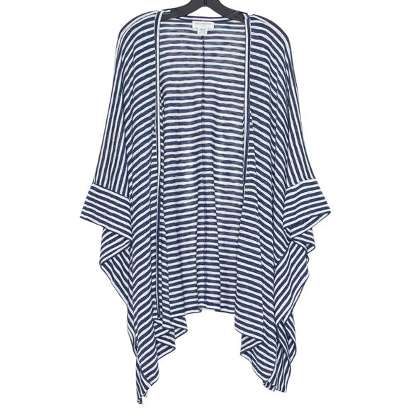 Liz Claiborne Kimono Cardigan Coastal Grandma Minimalist Nautical Beachy Blue 1X - Picture 1 of 5